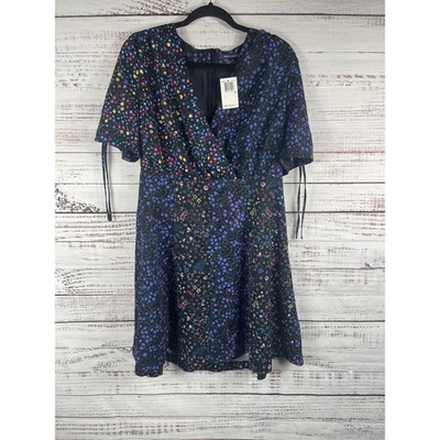 Vestido para mujer French Connection 10 negro envolvente floral manga corta línea A 71KBR Foto 1 de 4