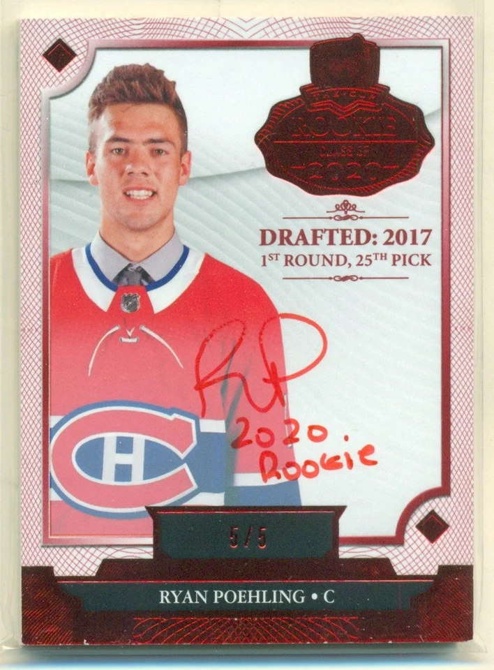 2019-20 Upper Deck The Cup Rookie Class Of 2020 Red RYAN POEHLING RC 5/5 - Image 1 of 2