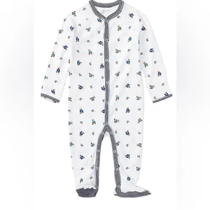 Ralph Lauren Baby Polo Bear Overall mit Fuß Schlafanzug Neu ohne Etikett 9M Druckknopf weiß blau - Bild 1 von 16