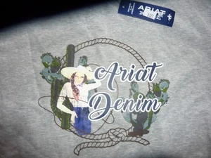NWT Ariat T Shirt Womens XL Gray Western Cowgirl  C-39 - Foto 1 di 4