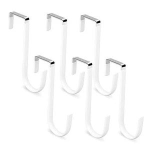 Over The Door Hooks, Soft Rubber Prevent Scratches Door Hangers Hooks 6 White - Picture 1 of 8