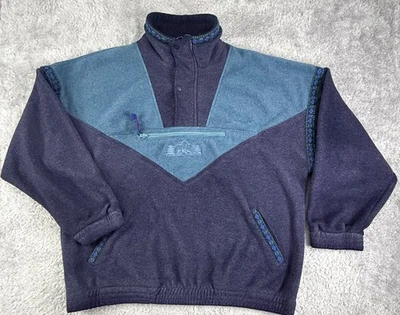 Jaqueta EMS Masculina XL Azul Snap Lã Anorak Colorblock Asteca Retrô Gorpcore - Imagem 1 de 4