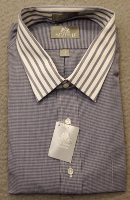 Camisa de Vestir Stafford Broadcloth Para Hombre 19 Multicolor Micro-Check Abotonada Oxford Foto 1 de 4