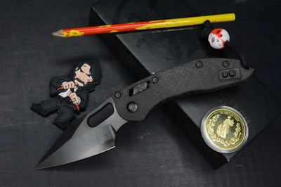 NEW Microtech Stitch-Ram-Lok Carbon Fiber Black DLC w/ Playge Skall & Wick Pack - Image 1 of 4