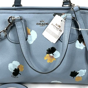 Coach Nolita Blue Floral Pebbled Leather Satchel Tote Schultertasche 37176 SVEYB - Bild 1 von 23
