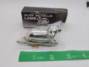 Vintage Wm.A.Rogers SILVER SALTCELLAR Lamb With Spoon New In Box - Foto 1 di 2