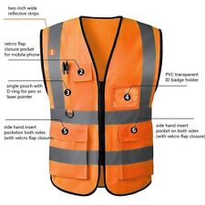 5 Pockets Safety Vest Reflective Belt Straps W/ High Visibility Stripes Security