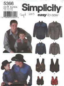 2003 Simplicity Easy-to-sew Size A S-L/S-XL Boys' and Men's Shirt and Vest cut
