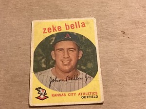 1959 Topps Baseball Zeke Bella Kansas City Athletics Card #254 - Very Good -