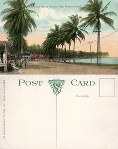 PANAMA CANAL CAUSEWAY EDGING PANAMA BAY ANTIQUE POSTCARD - Picture 1 of 1