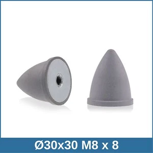 Graue Parabelpuffer Typ PE Ø30x30 M8 x 8 NK 55°Shore Stahl verzinkt - Picture 1 of 2