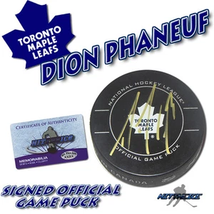 DION PHANEUF Signed TORONTO MAPLE LEAFS OFFICIAL GAME Puck - w/COA HOLOGRAM - Picture 1 of 1