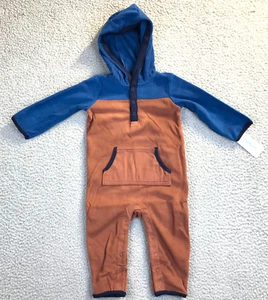 Carter's Brown/Navy Blue Hoodie One Piece Outfit 18 Mo. NEW with Tags Warm - Picture 1 of 5