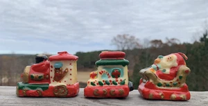 Vintage handbemalter Weihnachtsmann im Schlitten, Zug Weihnachtskerzen Neuheit Handbemalt - Bild 1 von 3