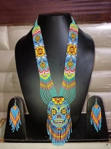 Collana fatta a mano semi perline stile boho americano Netiv perline multifilo - Foto 1 di 2