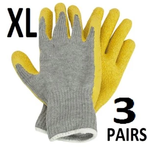 Latex Coated Work Gloves XL 3 Pairs - Picture 1 of 2