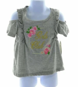 One Step Up Girls Gray Cold Shoulder Short Sleeve Top Size 5 - Picture 1 of 3
