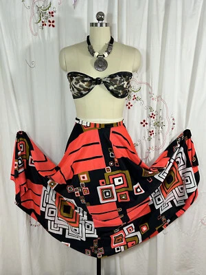 Maxi Falda De Colección Años 70 Liberty House Hawaii Mod Neón Nylon Psicodélica Hippy Talla S/M Foto 1 de 4