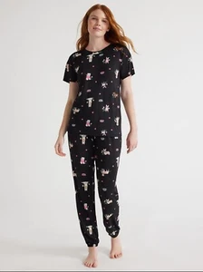 2-Piece JOYSPUN Women’s 2X Doggy Pajama Set Short Sleeve & Jogger Pants - Picture 1 of 7