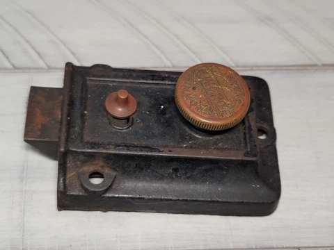 Antique Simmons Rim Lock Deadbolt Working Cover