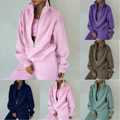 2PCS UK Ladies Tracksuit Hoodie +Jogging Pants Set Sport Suit Lounge Wear Outfit - Image 1 of 4