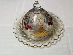 Westmoreland Carnival Glass Wreathed Cherry Butter Dish - Picture 1 of 5