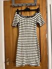 Stretchy Ladies Black & White Striped Dress By River Island Size 12