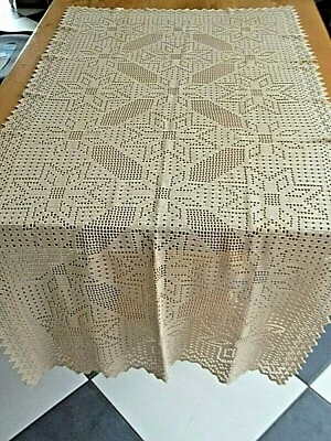 Linge ancien  Nappe ou surnappe  au crochet ecru( 160 x 76 cms ) - Photo 1/4