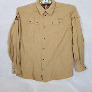 COOGI Men's Button Flap Pocket Soft Checked Inside L/S Shirt Brown Size 3XL - Picture 1 of 12