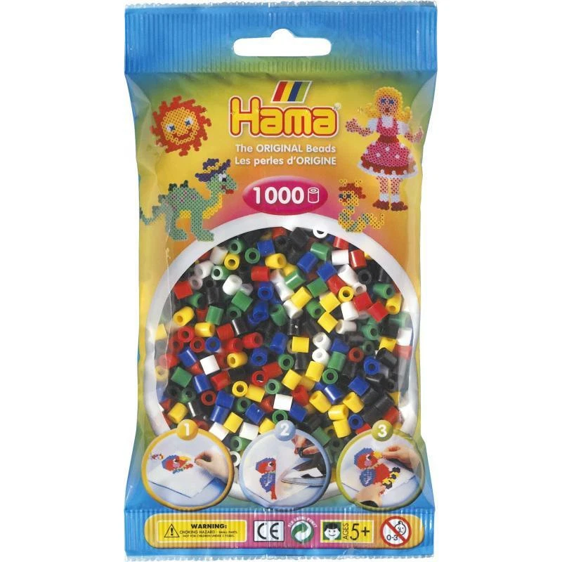 Original HAMA 207-66 Bügelperlen midi 1000 Stück Bunt Mix-66 6 Farben gemischt - Bild 1 von 1