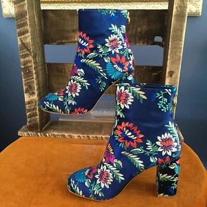 Joie Blue Floral Embroidered Boots - Size 6 - Picture 1 of 9
