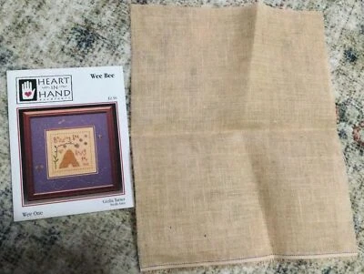 Heart in Hand Wee One-Wee Bee Cross Stitch Chart 1995 & 30 Count Oatmeal Linen - Image 1 of 3
