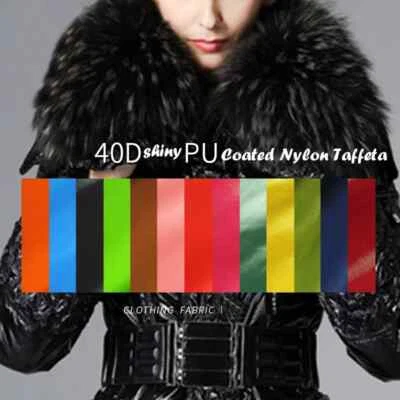 58'' Wide 310T Nylon Taffeta Shiny Pu Coated Material Fabric For Down Jacket - Image 1 of 4