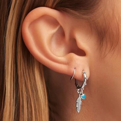 Pendientes colgantes plumas espirituales joyas de plata elegantes regalo para mujer Reino Unido Foto 1 de 4