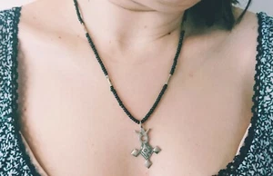 Hand engraved Silver Tuareg southern cross Necklace from the Sahara desert - Foto 1 di 2