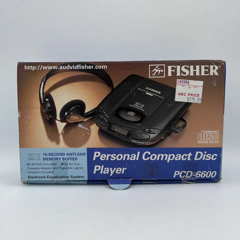 Fisher PCD-6600 Reproductor de CD Personal Disco Compacto, Adaptador Coche (Nueva Caja Abierta) Foto 1 de 4