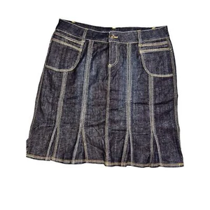 Boom Boom Jeans Tailored Denim Skirt Womens XL Dark Wash Vintage Y2K - Picture 1 of 8
