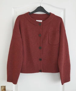 Toast Wool Cashmere Cardigan Size Small Red Patch Pocket Knit Button Up Sleeves - Picture 1 of 21