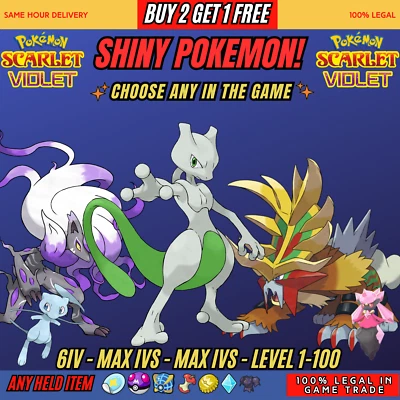 Pokémon Scarlet and Violet ⭐️ANY SHINY⭐️ New Releases ✨Shiny, 6IV, Level 100✨ - Image 1 of 4