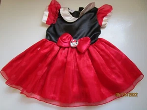 Disney Minnie Mouse Kleid 3 6 Monate 100% Polyester rot & schwarz mit Schleife - Bild 1 von 8