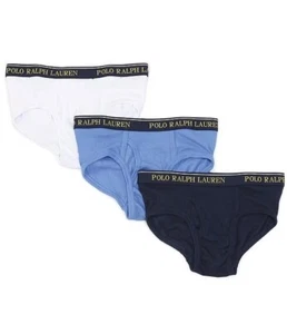 Polo RALPH LAUREN 3 Pack Classic Cotton Briefs Blue White Boys Sz XS *NEW* - Picture 1 of 5