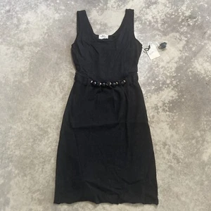 MILLY Dress Womens Small Black Gathered Tank Waist Beaded Waist Office Knit - Picture 1 of 12