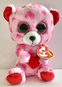 TY SWEETIKINS PINK BEAR W/ HEARTS 6” BEANIE BOOS-RETIRED,NEW W/ TAGS-SO SOFT - Picture 1 of 3