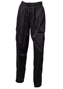 Pantalones de trabajo de jardín de chef de polialgodón negros cintura elástica pantalones cargo - Imagen 1 de 14