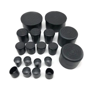 Black Chair Table Feet End Cover Caps Stick Pipe Tubing Cap PVC Rubber 6mm~63mm - Picture 1 of 8