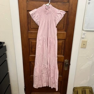 SEA NEW YORK Mock Neck Long Dress Tiered Purple Pink XXS $495 Ruffle Sleeve - Picture 1 of 14