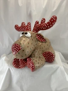 Kimple Christmas Reindeer Moose Ceramic Figurine 10”x 6.5” APPROX Red Dots - Picture 1 of 8
