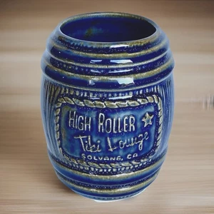 Blue Vintage Ceramic High Roller Tiki Lounge Mug - Picture 1 of 8
