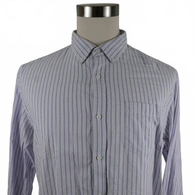 Black Brown 1826 Mens Modern Fit Button Down Blue Purple Striped Shirt XL - Image 1 of 4