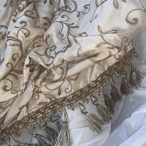 Set of 4 Vintage JC Penney corded roman shade embroidered swirled curtains - Picture 1 of 7